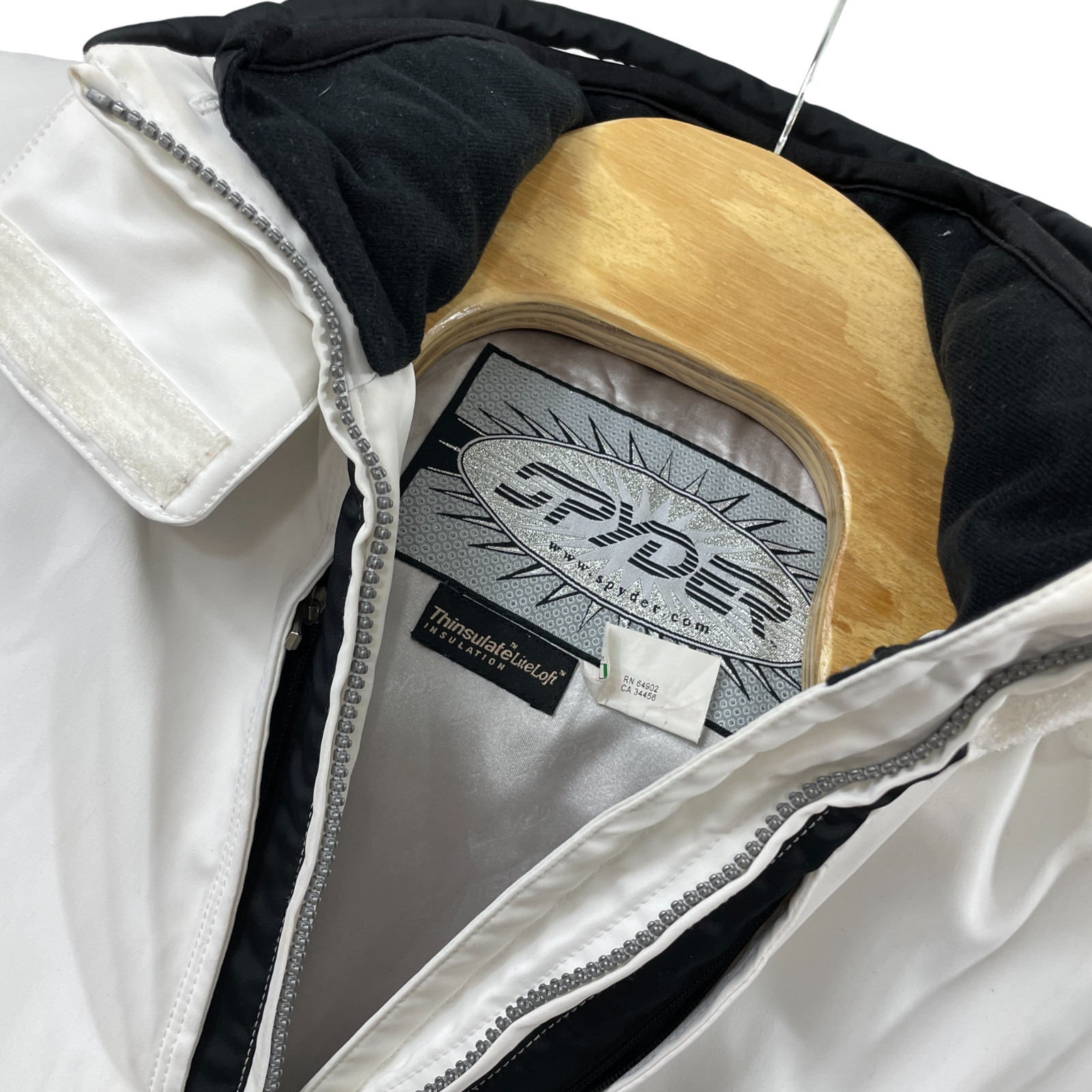 Spyder Ladies 8 Ski Jacket White Faux Fur Trim Thinsulate Lite Loft Hooded Lined