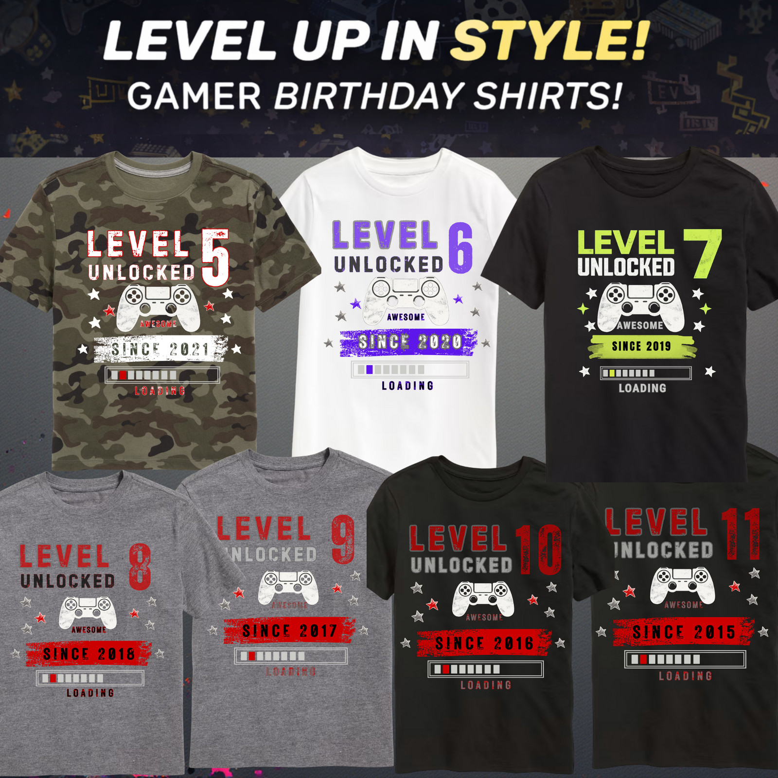 Level [age] Unlocked (Awesome Since [birth yr]) – Customize to Birthday Age