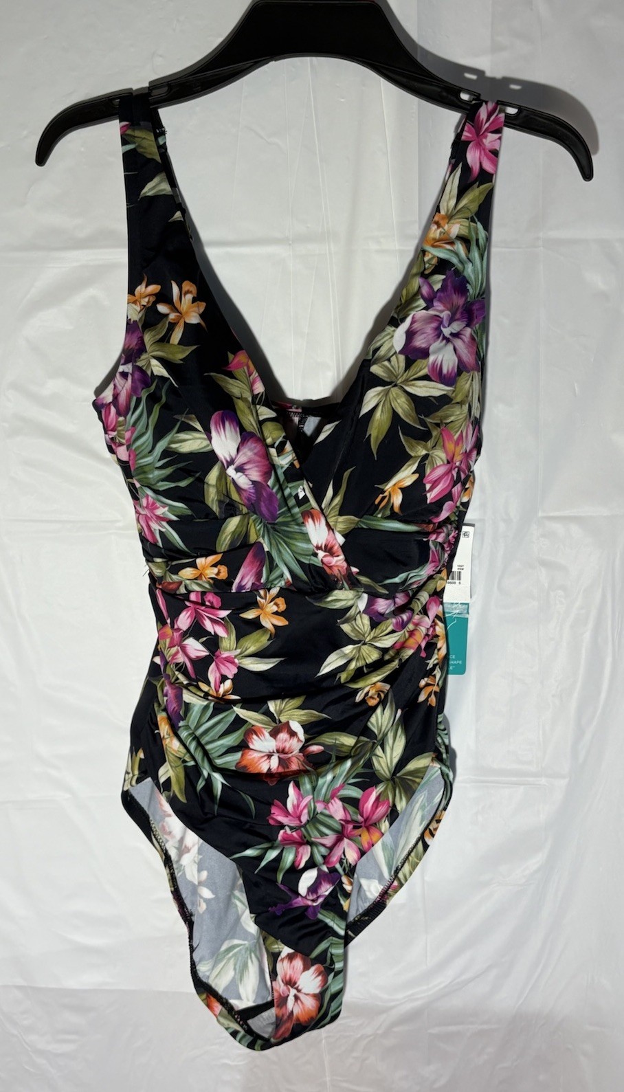 Swimsuit One Piece By Aqua – Green Floral Medium Control Sz 6 Resort Shapes NWT
