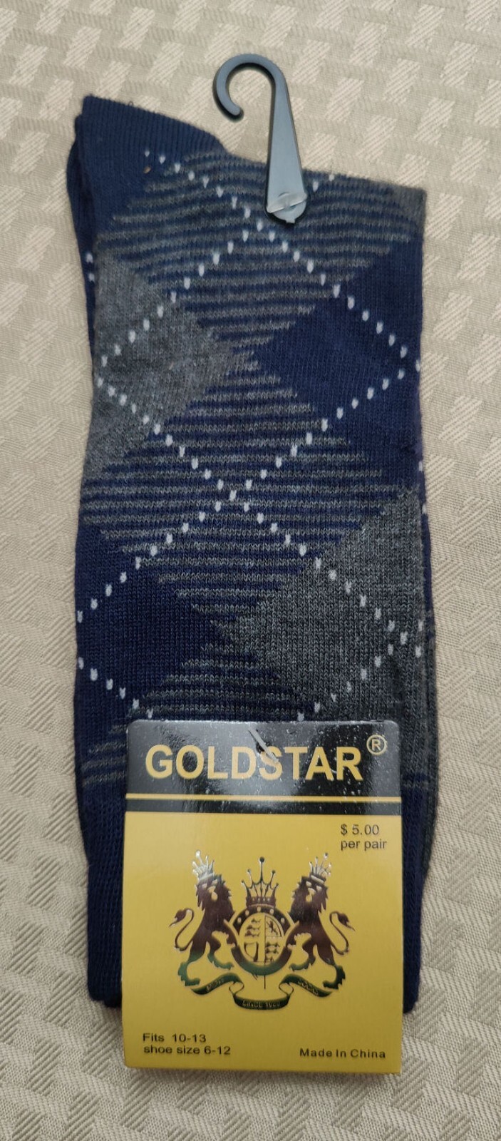 Men’s Casual Socks Goldstar Fashion Cotton Blend Blue and Grey Plaid Footwear