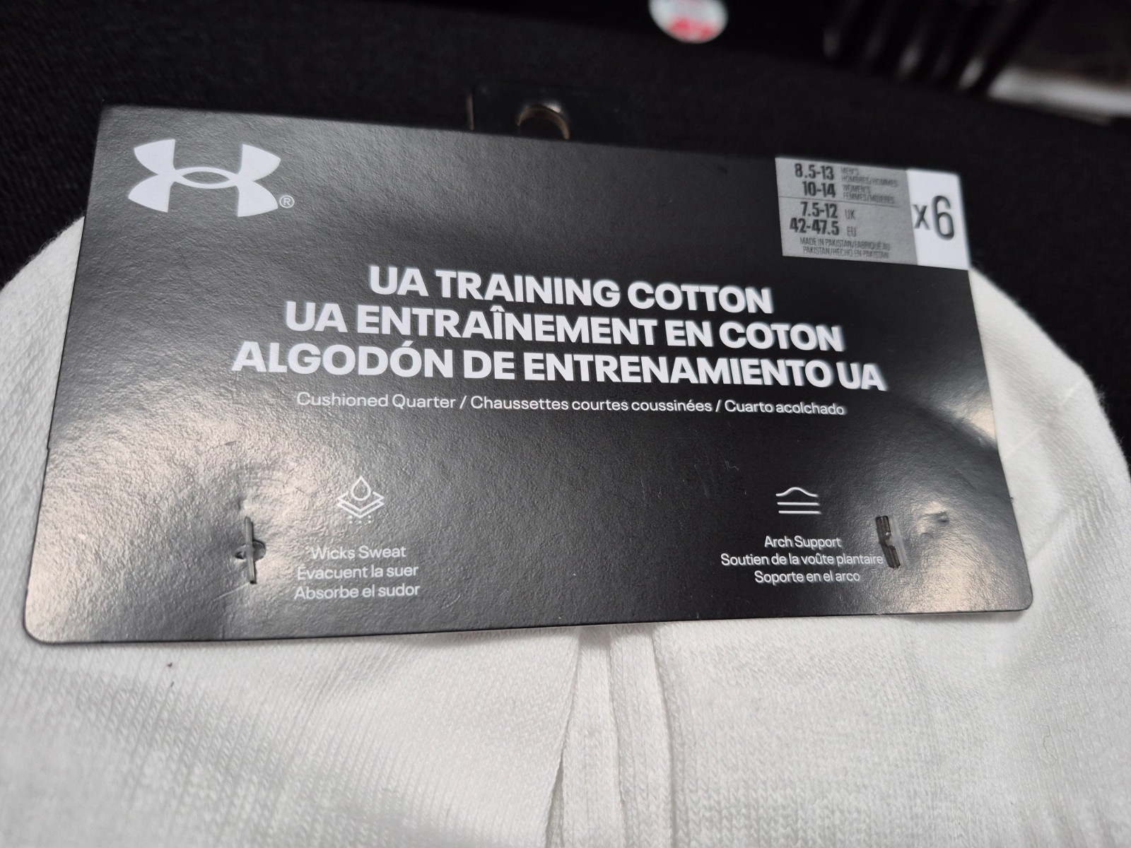 Under Armour -Mens Performance Training Cotton Cushioned Quarter Socks SZ 8.5-13