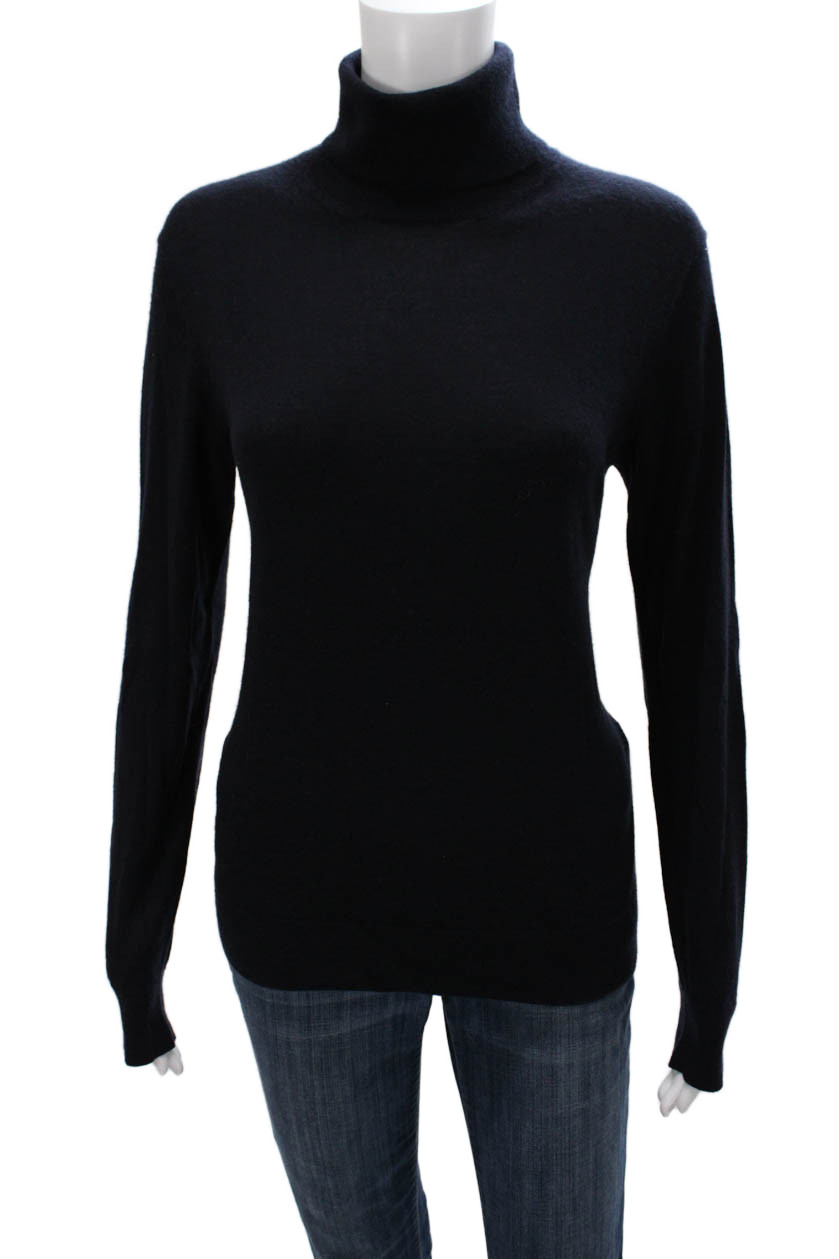 Not Available Womens Cashmere Turtleneck Sweater Blue Long Sleeve Size M