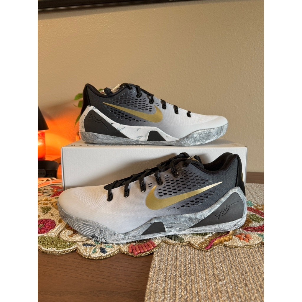 Size 16 – Nike Kobe 9 Elite EM Low Protro Mambacita Black Gold White FZ7333 002