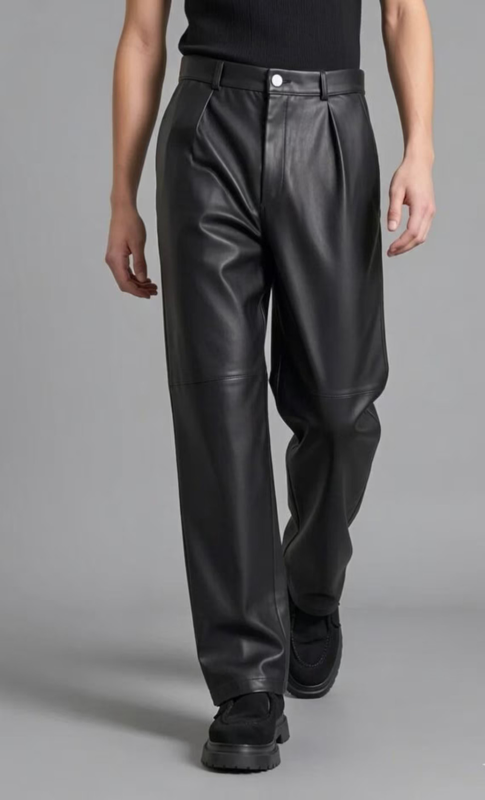 BLACK Men’s Genuine Sheep Leather Party Pants REGULAR FIT Leather Trouser Formal