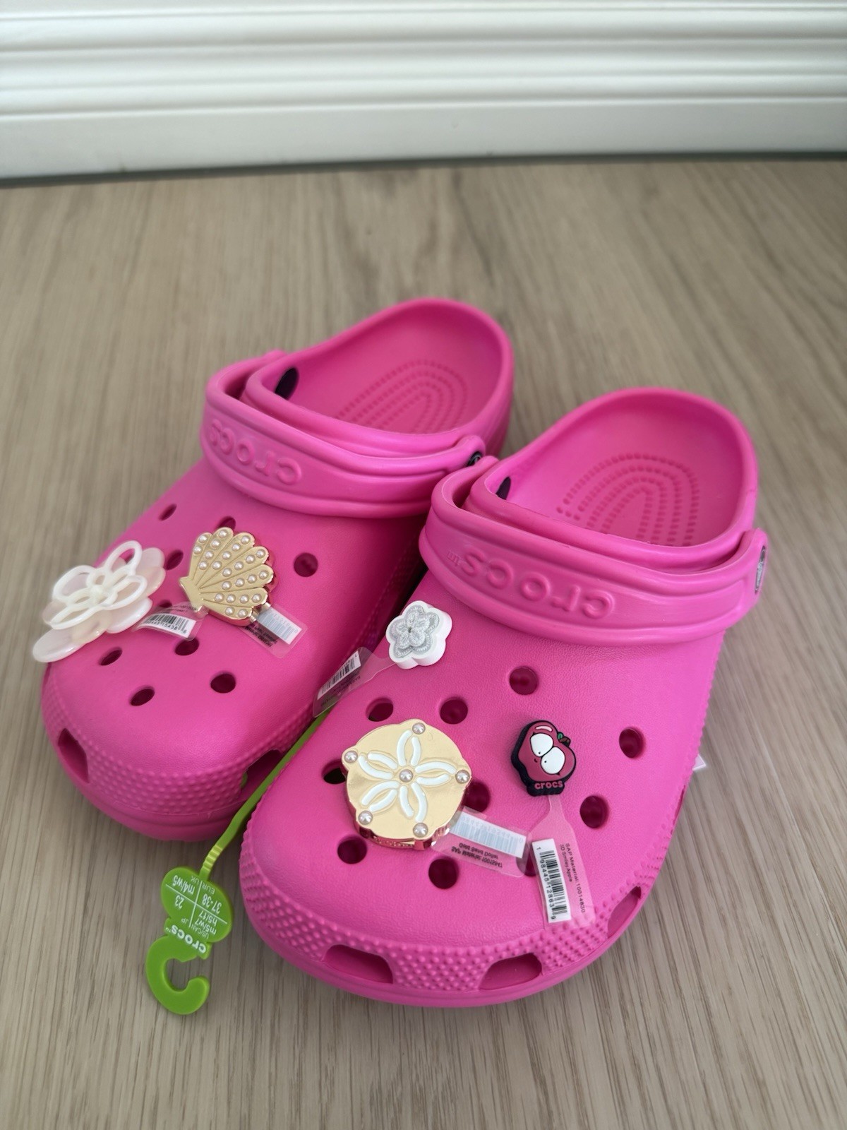 Crocs Classic Pink Crush Size W7. Free Charms Included