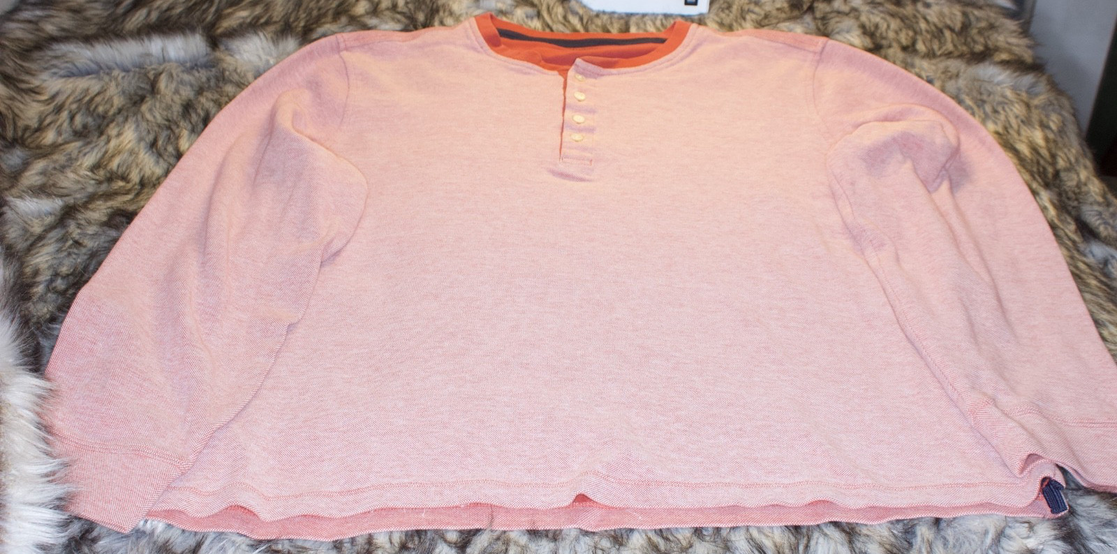 Untuckit mens cottton blend henley long sleeve shirt size XX-Large color orange