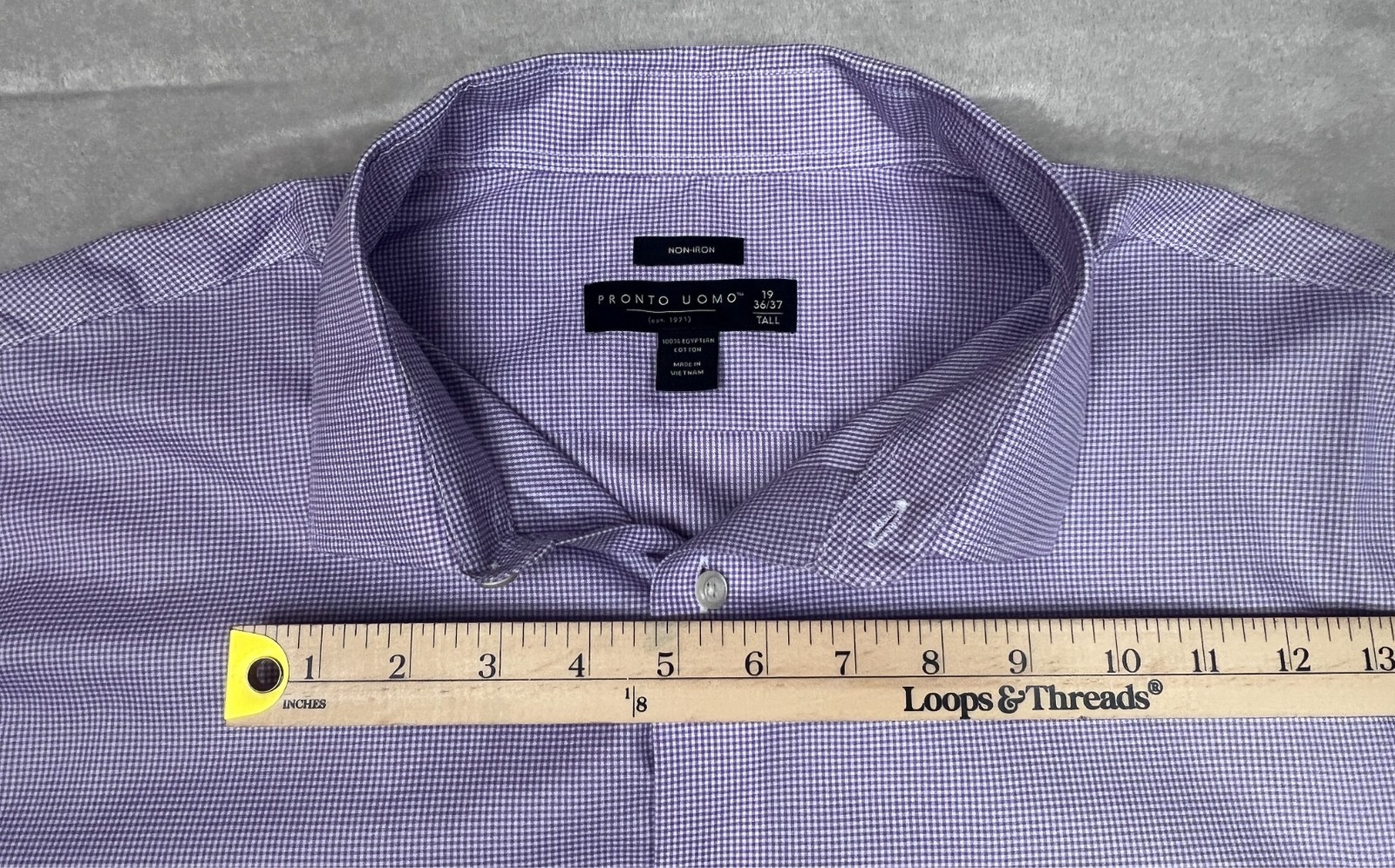 Pronto Uomo Mens Purple Dress Shirt 19 36/37 Tall Classic Fit Business Work