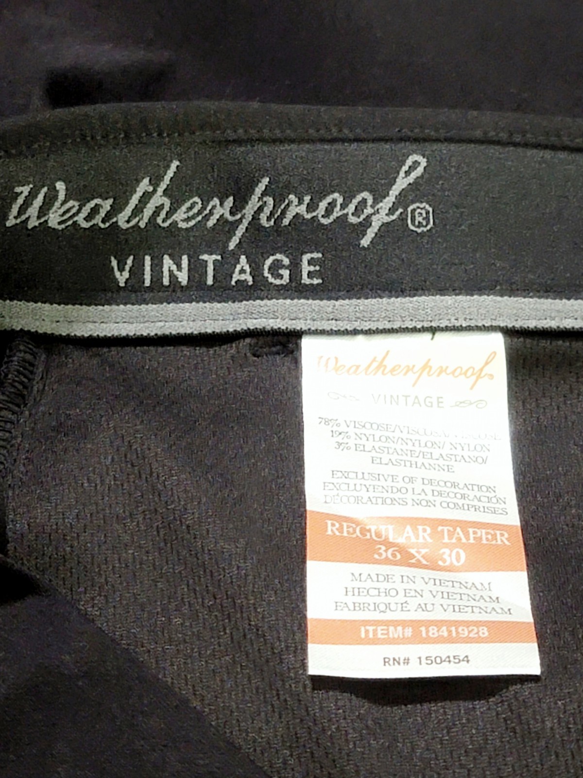Weatherproof Men’s Hybrid Tech Pant Black Size 36×30 Tapered Leg Zip Pocket