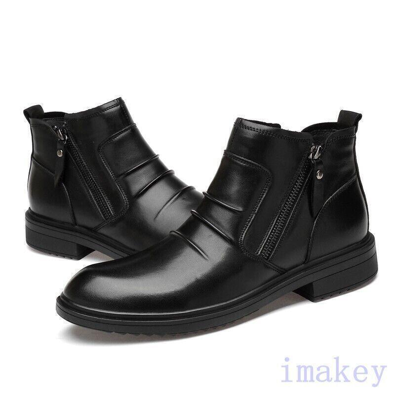 Mens Dress Business Ankle Boots Formal Casual Leather Side Zip Round Toe Shoes