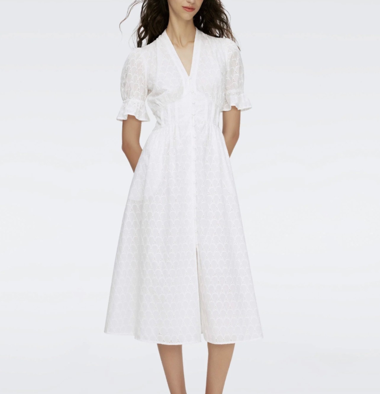 Diane Von Furstenberg Erica Cotton Dress in Ivory | Size 6 | Retail $518