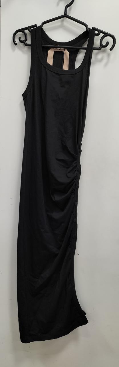 Black Women’s Cotton Dress, Size 38, about 47.6 inches, Slim Fit