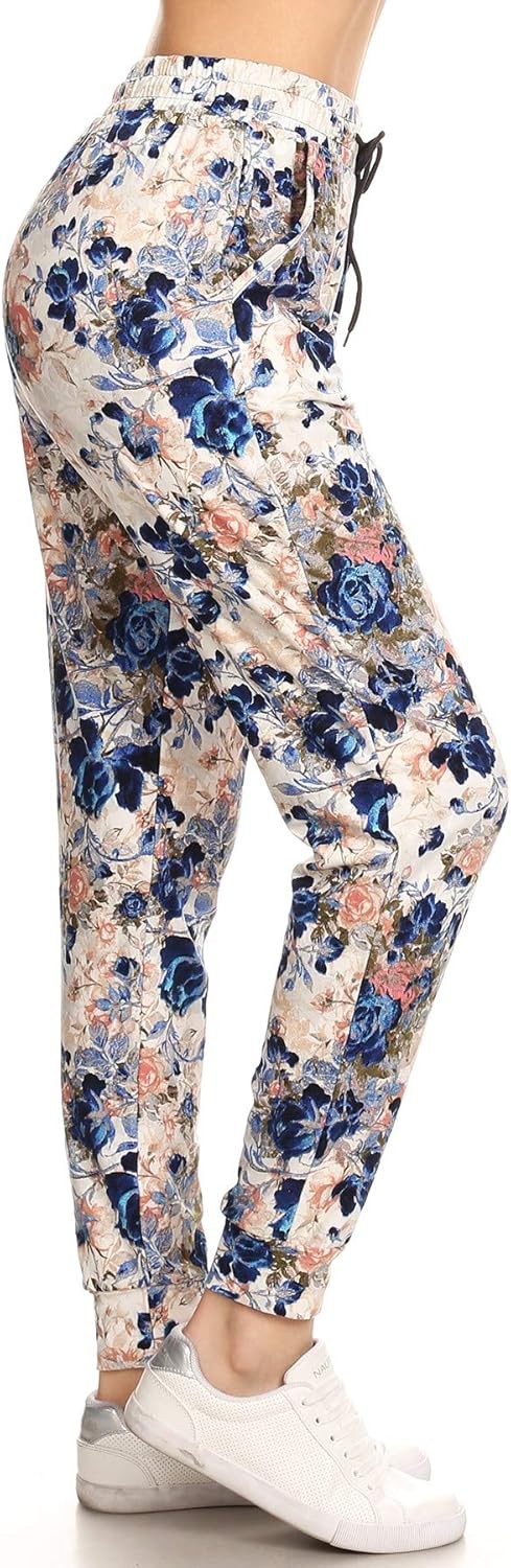 Leggings Depot Pants Track Cuff Sweatpants With Pockets Patterned Womens Jogger