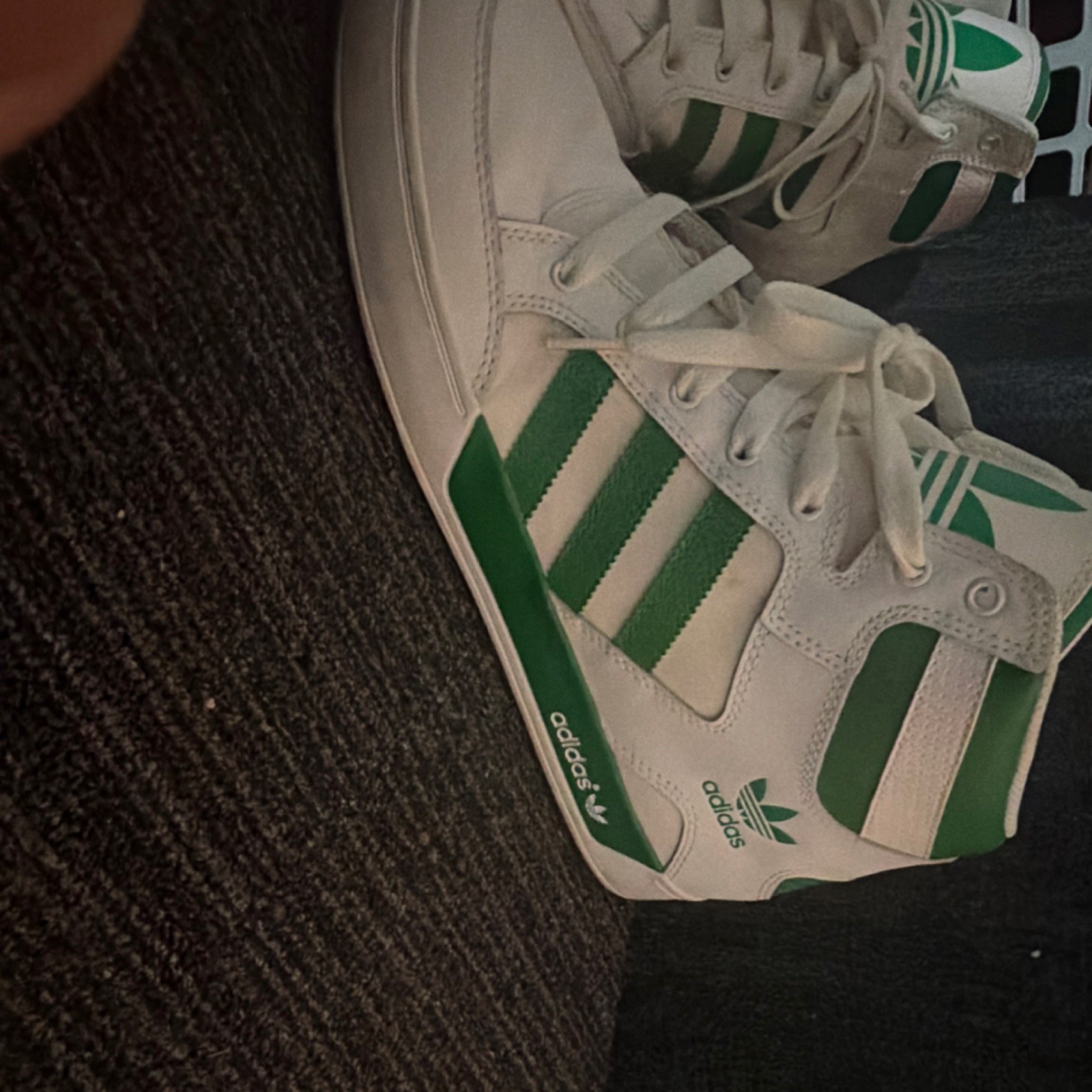 adidas Men’s Mid Top Lace Up White Green Athletic Sneaker G24346