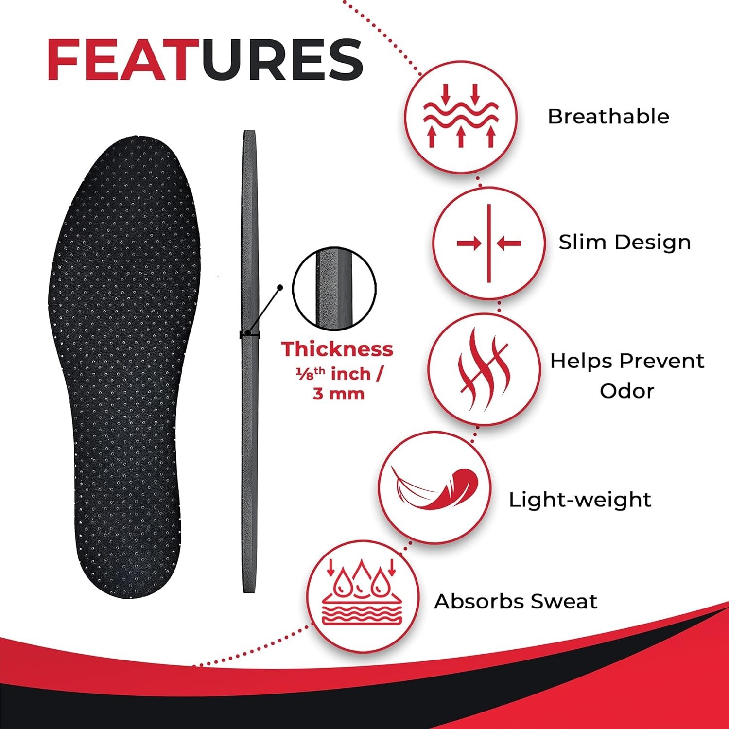 Odor Stop Insoles – Activated Charcoal Insoles – 2 Pairs