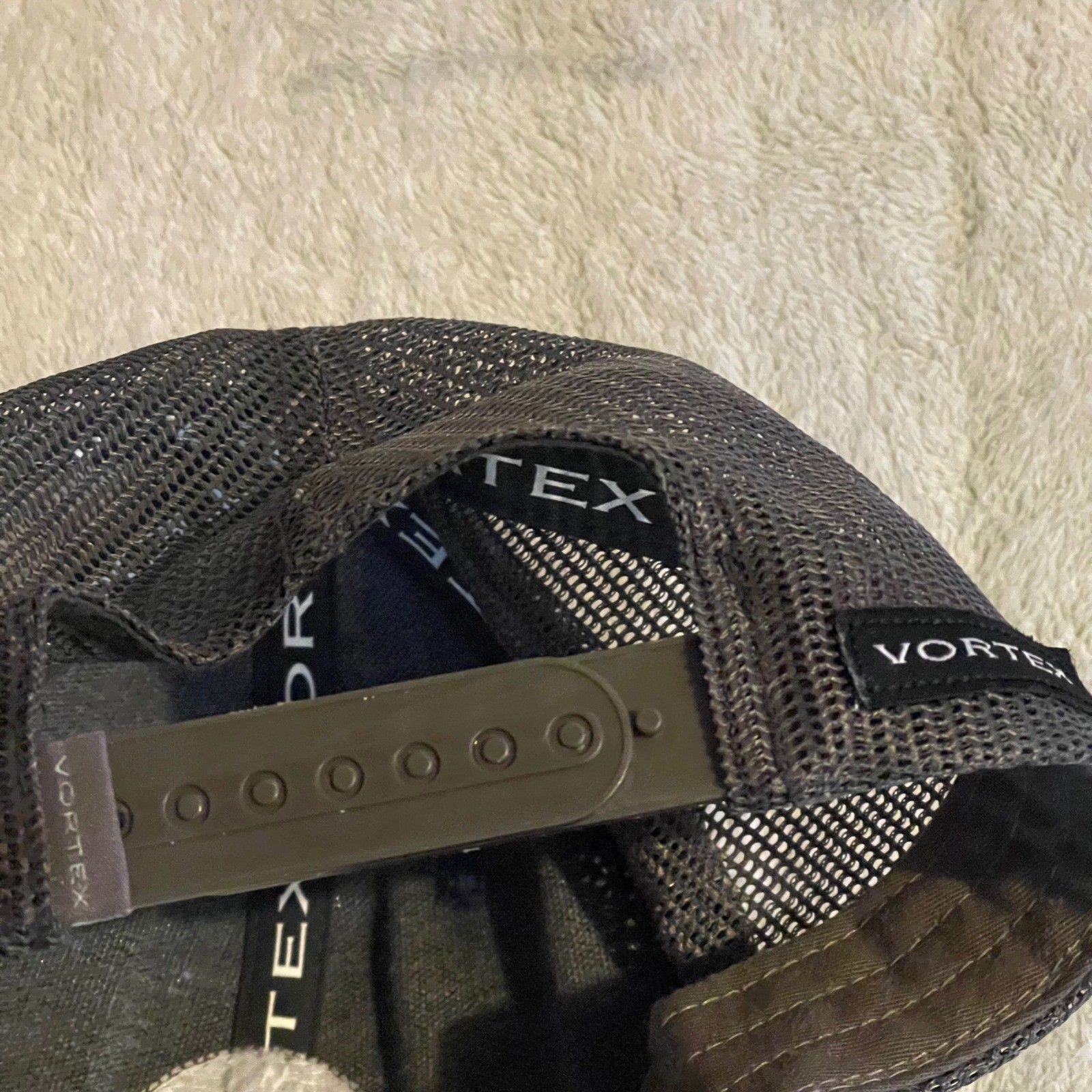 Vortex Outdoor Mesh Trucker Hat Blue Brown Mountains Leather Patch Cap Men