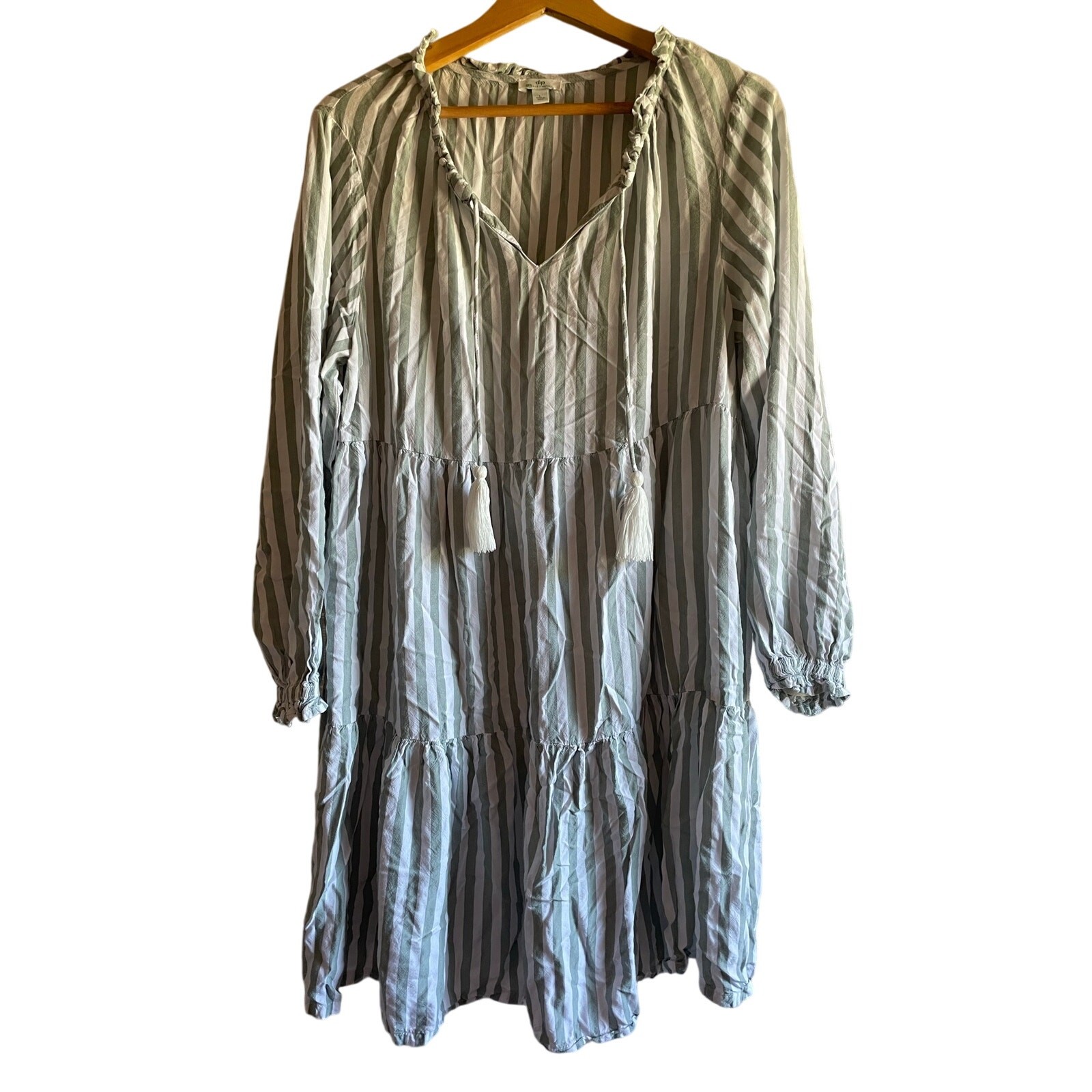 DIP Eco-Friendly Striped Cotton Dress Size Large