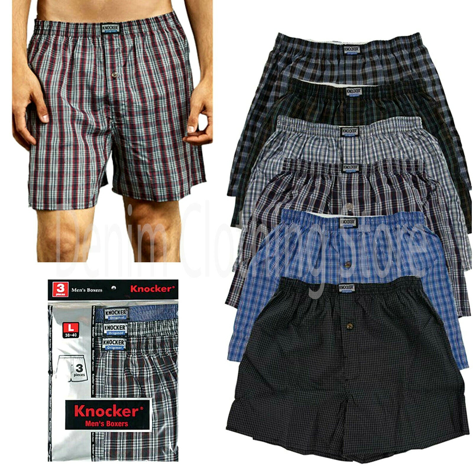 Lot 3 6 Men Knocker Boxer Trunk Plaid Shorts Underwear Lot Cotton Briefs S~3XL