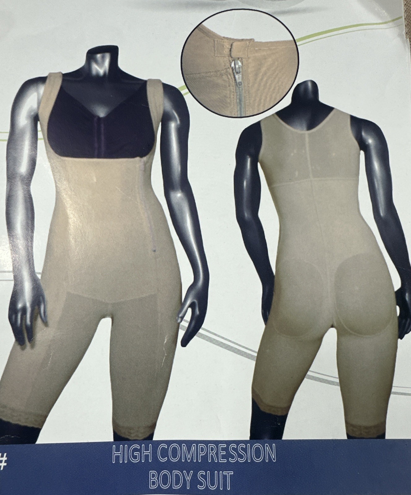 Body Shape Tech High Compression Faja Lateral Zipper Body Suit Size 3XL