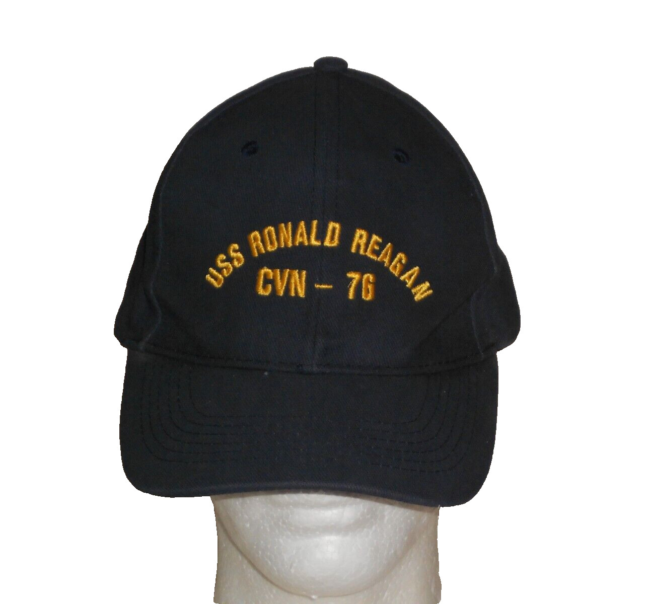 USS Ronald Reagan CVN-76 Cap One Size Adjustable Contact Strap Navy Blue Embroid