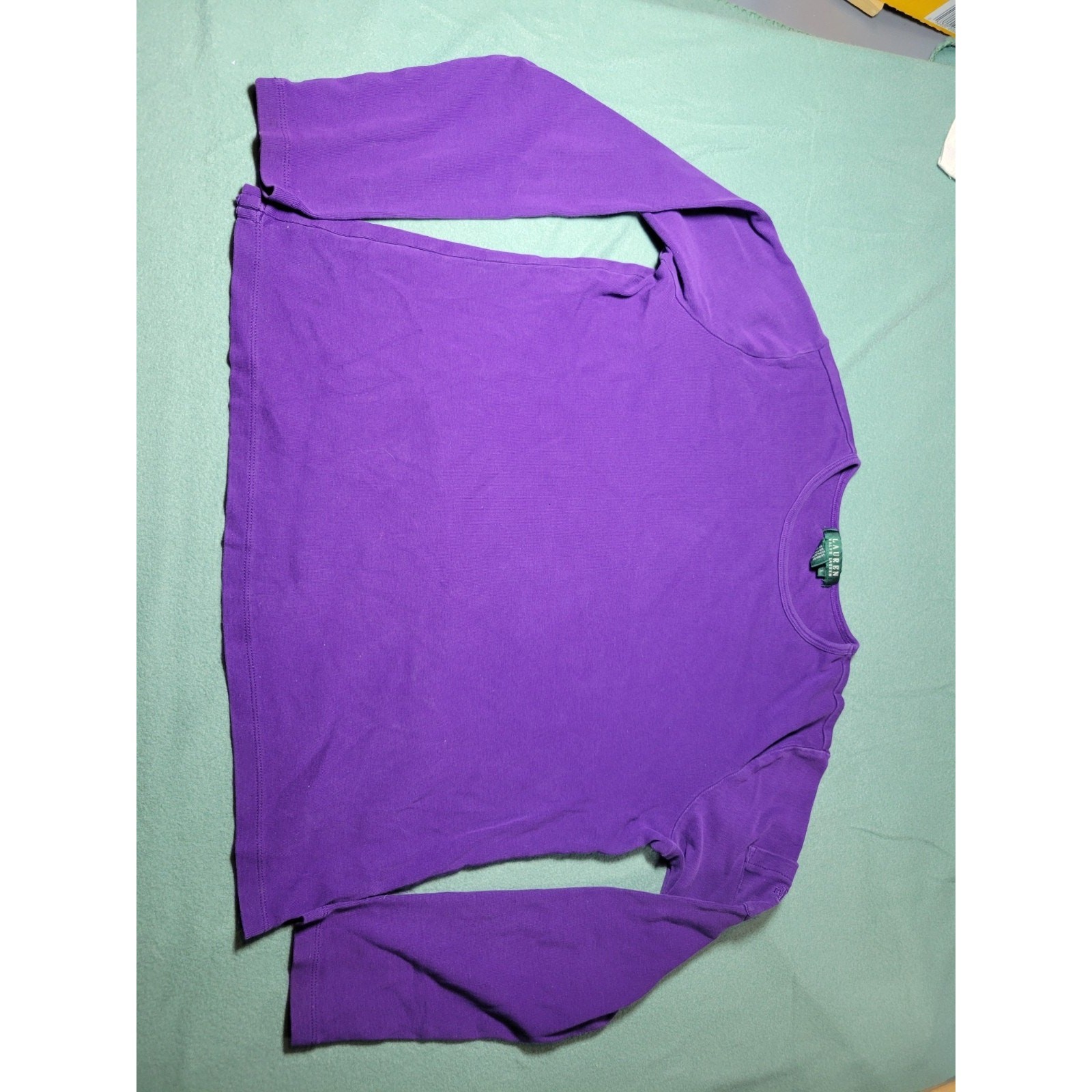 LAUREN RALPH LAUREN LONG SLEEVE PULLOVER SHIRT WITH ARM POCKET SZ L Purple
