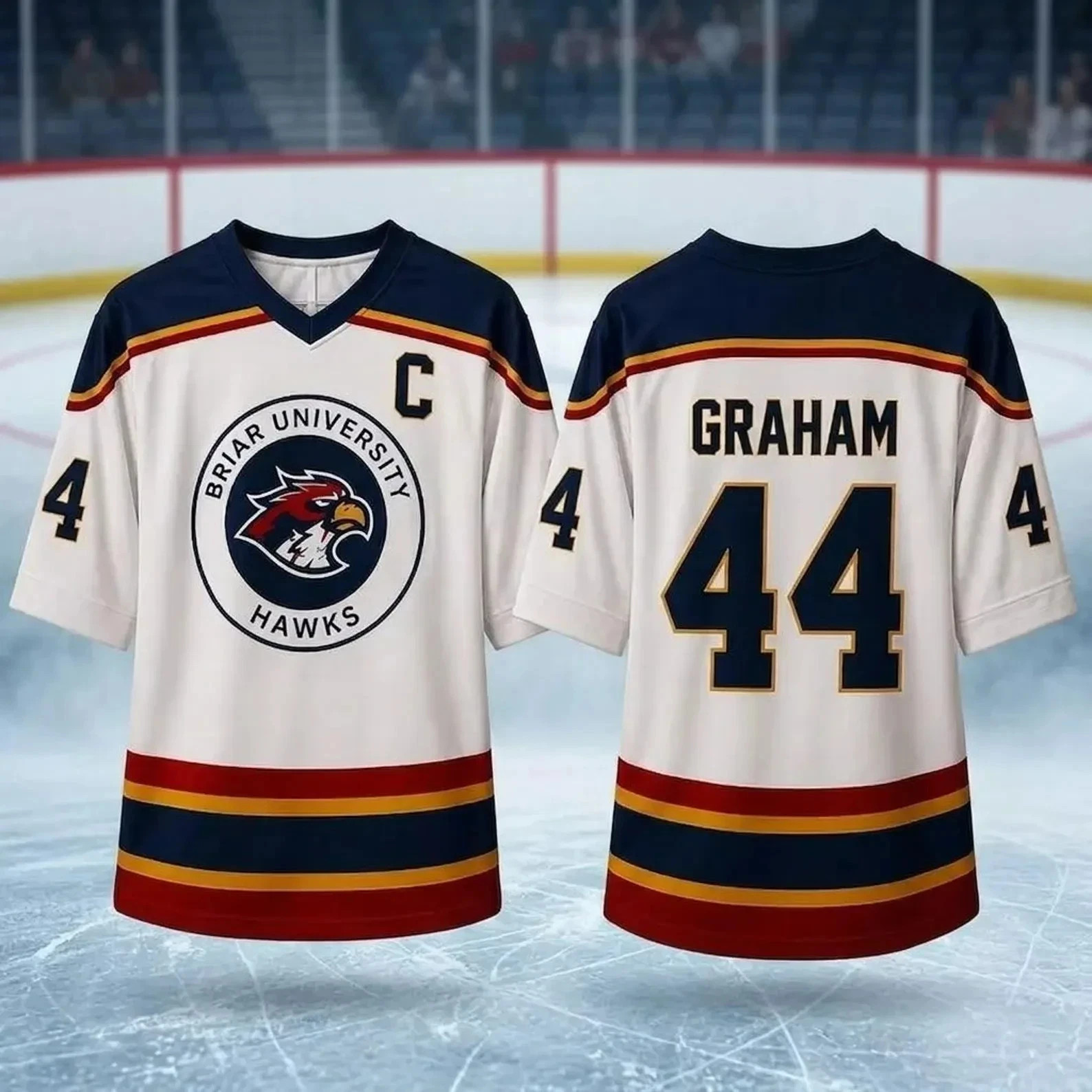 Briar University Hawks Jersey Shirt, Garrett Graham 44, Hockey Romance Shirt