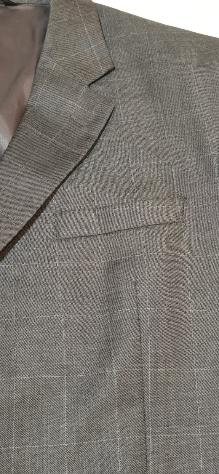 Jos A Banks 100% Wool Mens Dk Gray 46R 2 Pc Suit with Cuffed Pleated Pants 40×29