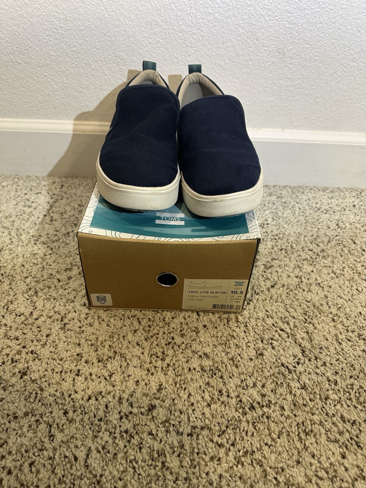 Tom’s TRVL LITE SLIP ON10.5 Navy Heritage Canvas