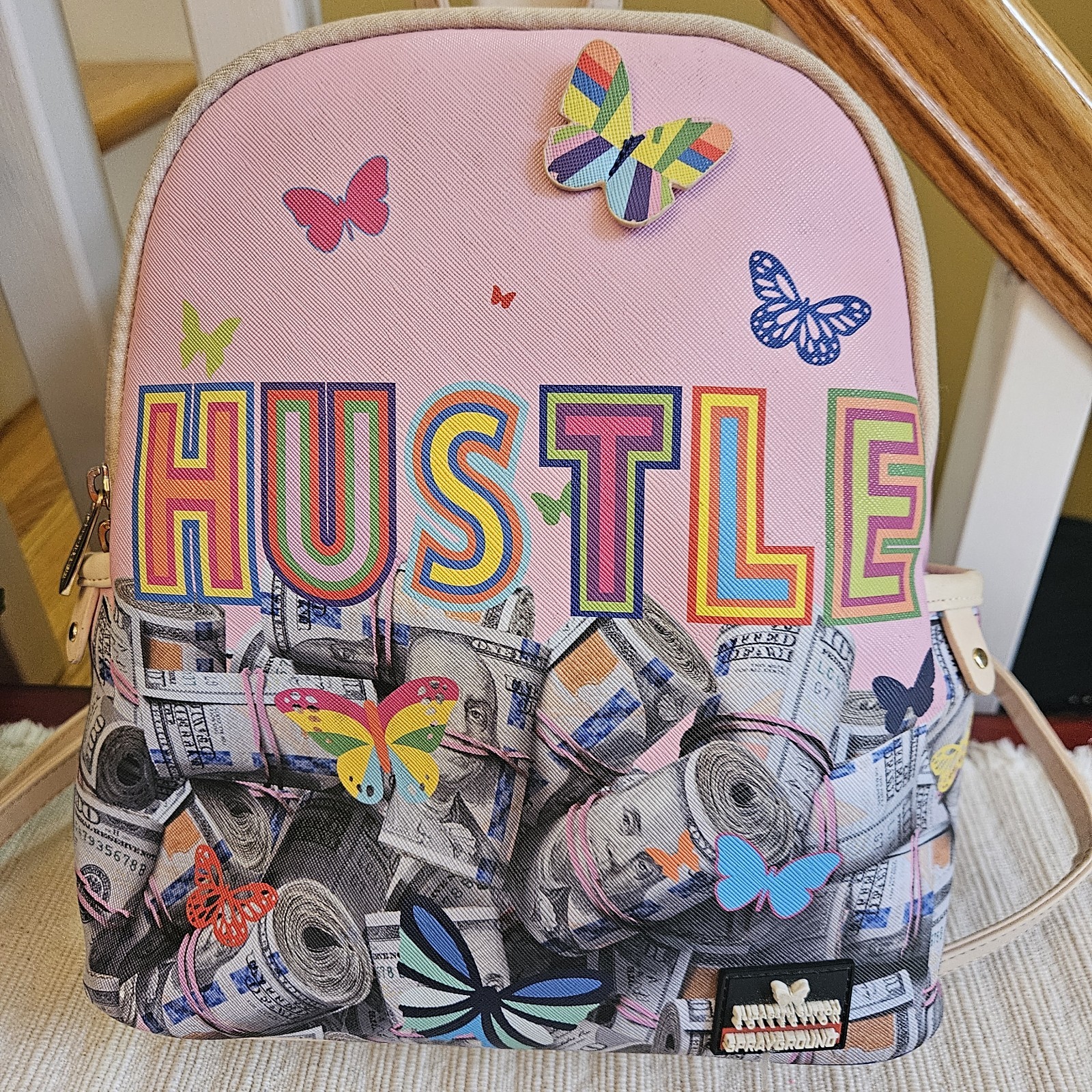 SprayGround Sutton Money Hustle Back Pack Pink Limited Edition Rare Pre-owned