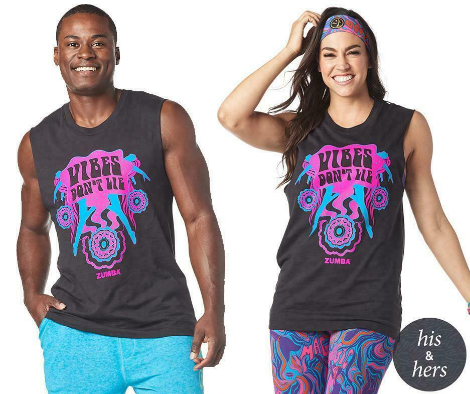 Zumba Unisex Instructor Vibes Muscle Tank – Bold Black Z3T00186 size XS/S (B197)