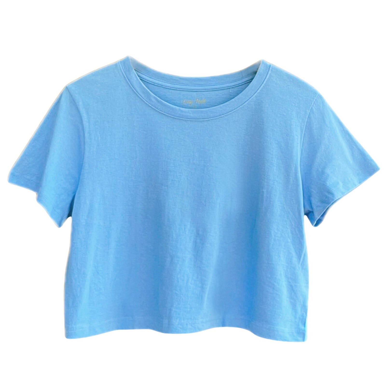 Women’s Loose Fit Crop Tops Round Neck Short Sleeve Casual 100% Cotton T-Shirts