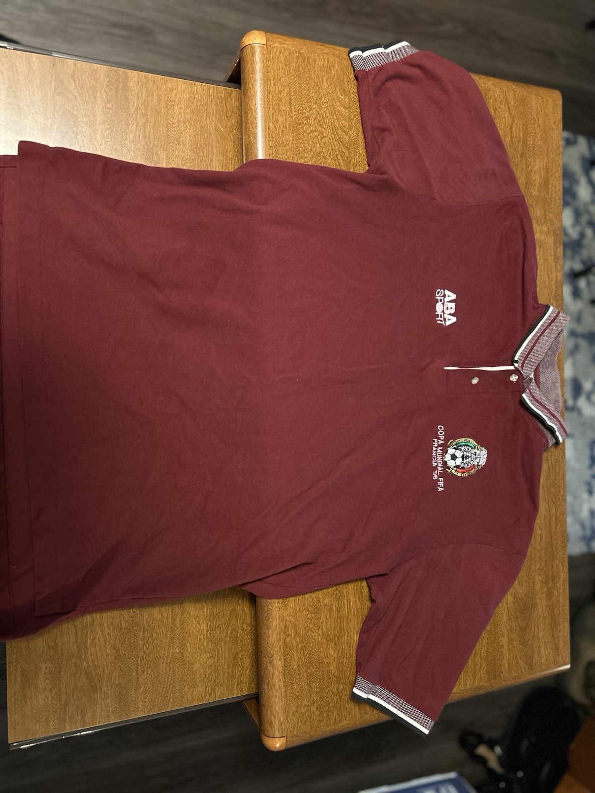 Vintage ABA Sport Men’s L Burgundy Polo Copa Mundial FIFA Francia 98 Logo