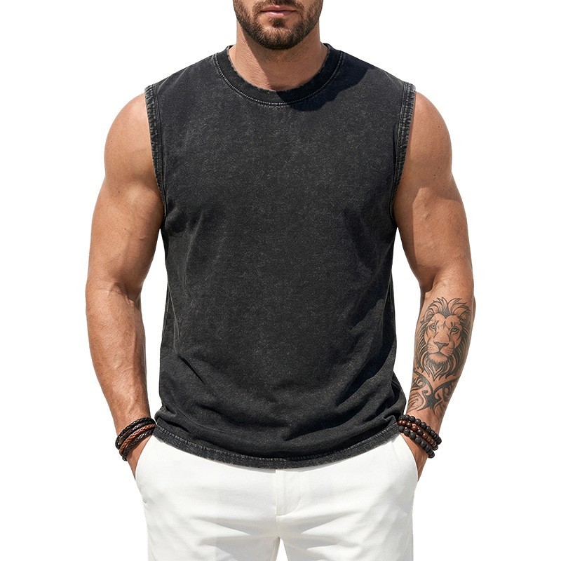 Men’s Washed Cotton Sleeveless Tank Top Loose Fit Summer Vest ✅ Buy 2 Save More