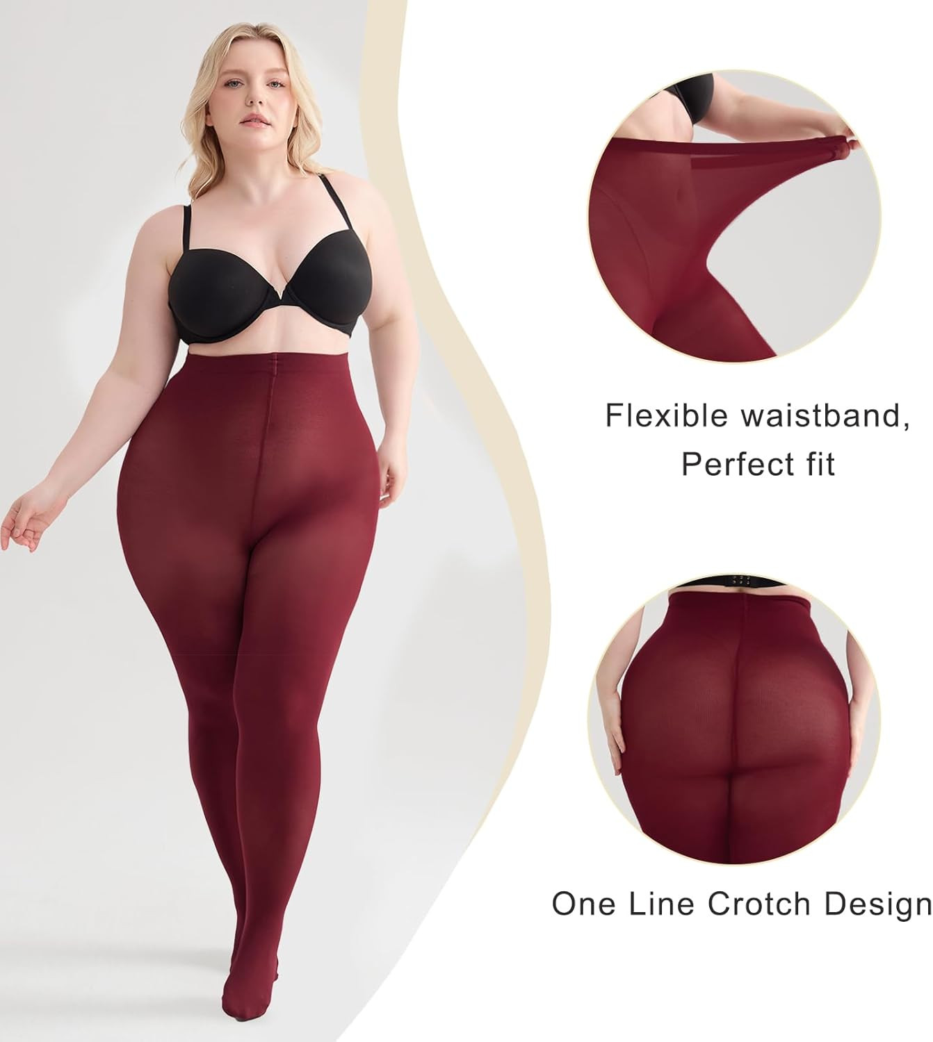WomenS Plus Size Tights High Waist Sheer Semi Opaque Ultra Soft Pantyhose XL-4XL