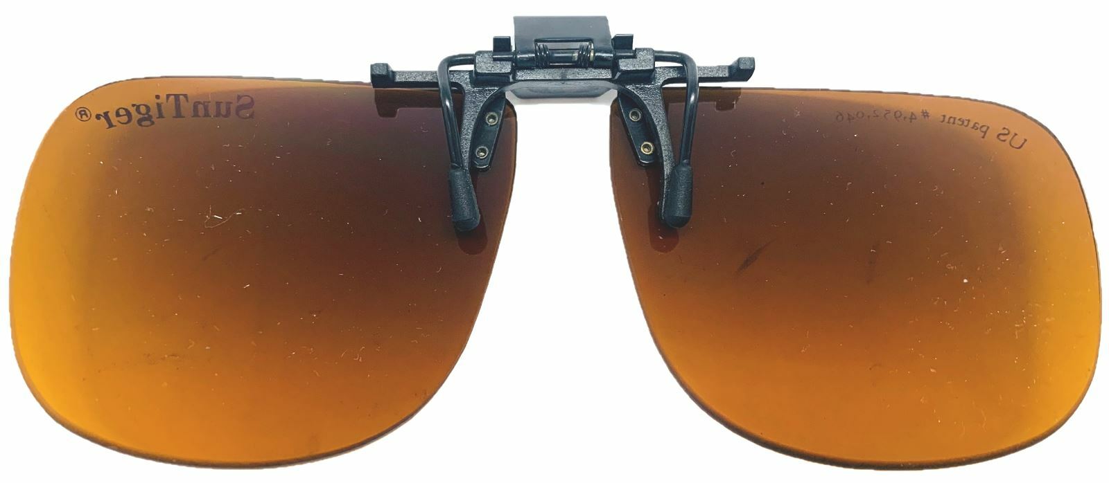 Original Vintage SunTiger Clip On Flip Up Sunglasses Patented Avian Orange Lens