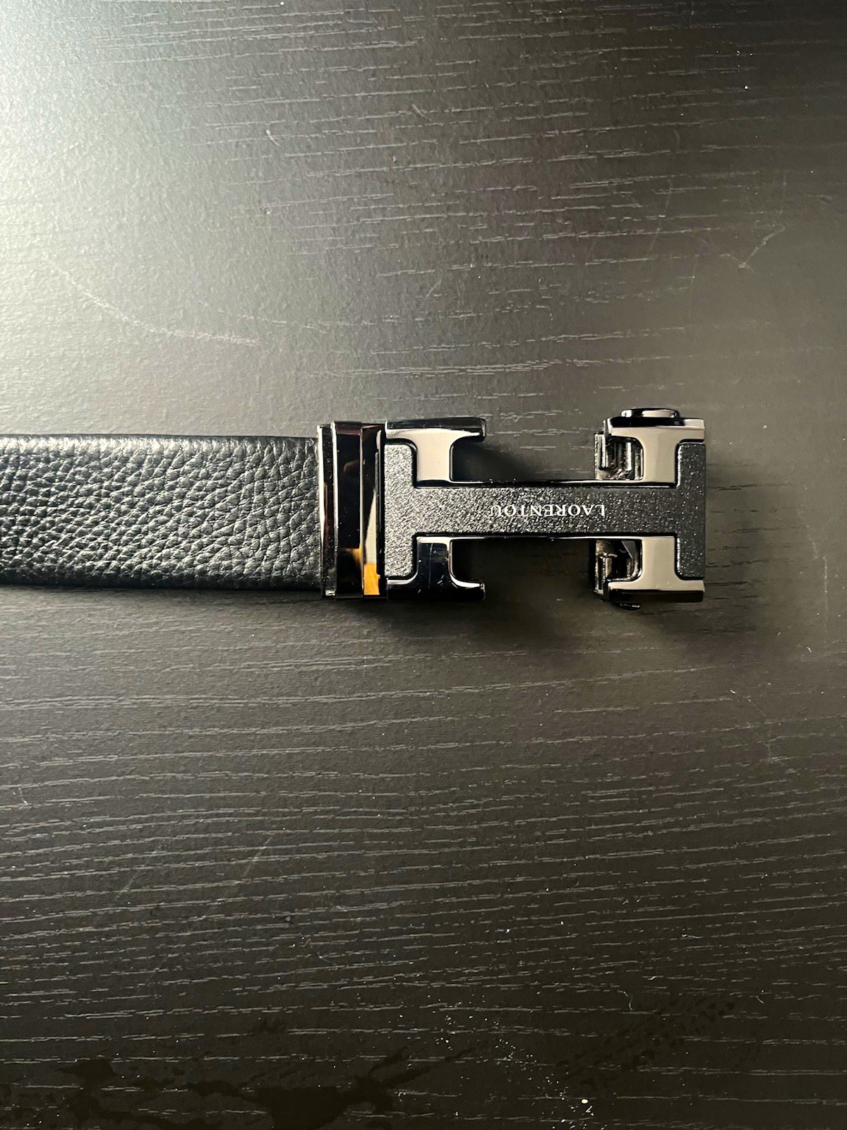 LAORENTOU Men’s Black Solid Adjustable Dress Belt w/ Buckle Size 36 1.5 in