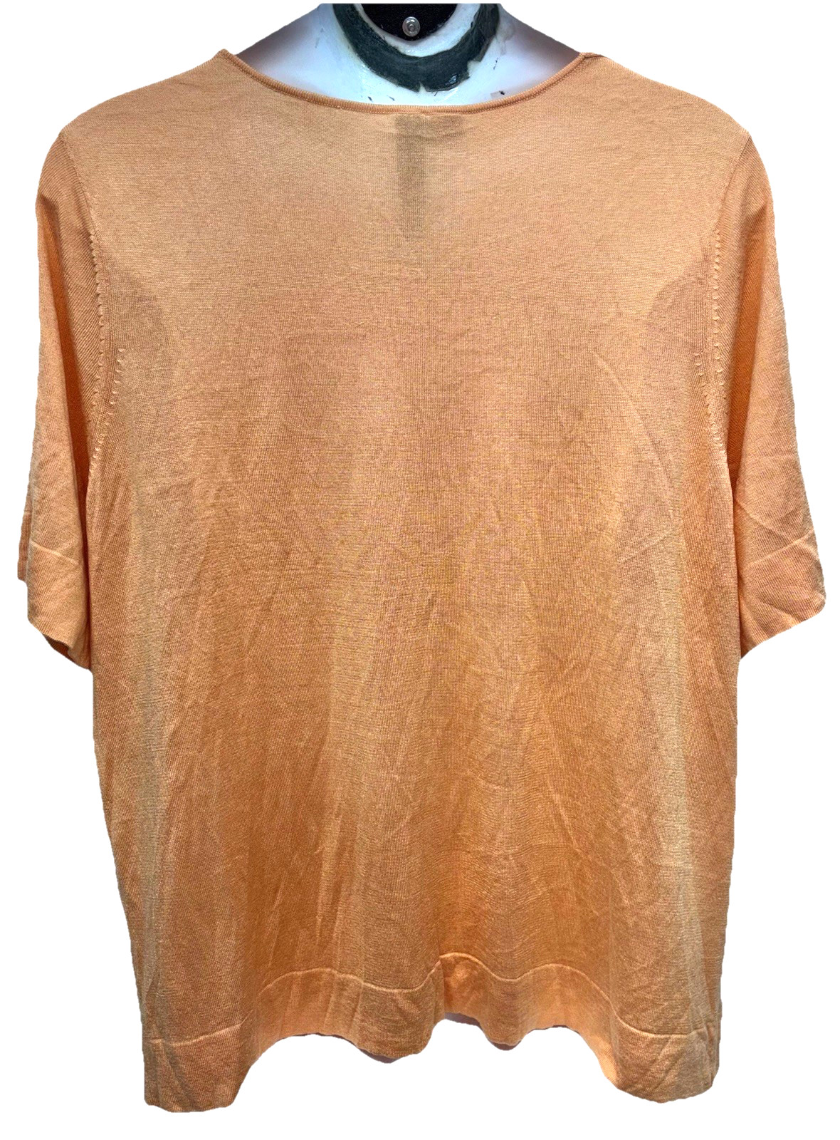 Lukastyle Women Size 1X Pullover Short Sleeve Cowl Neck Top Peach Tight Knit