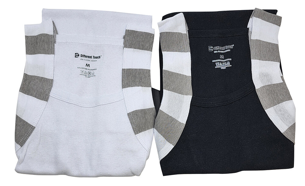 Different Touch 2 Pack Men Square Cut G-unit Style Tone Trim Tank Top A-shirts