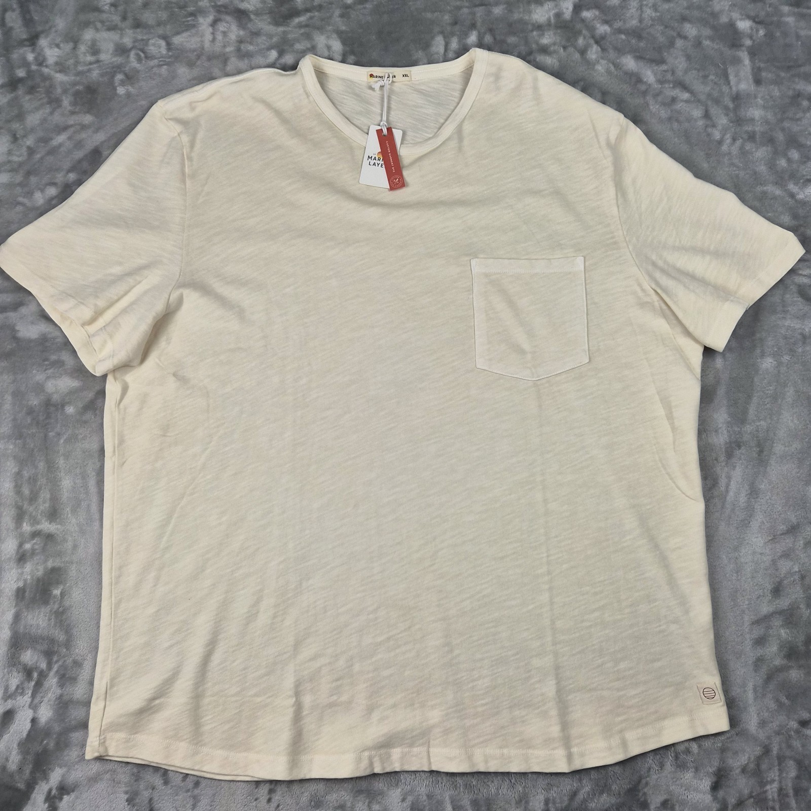 Marine Layer Tee Mens XXL Vintage Heavy Slub Pocket Antique Cream Short Sleeve