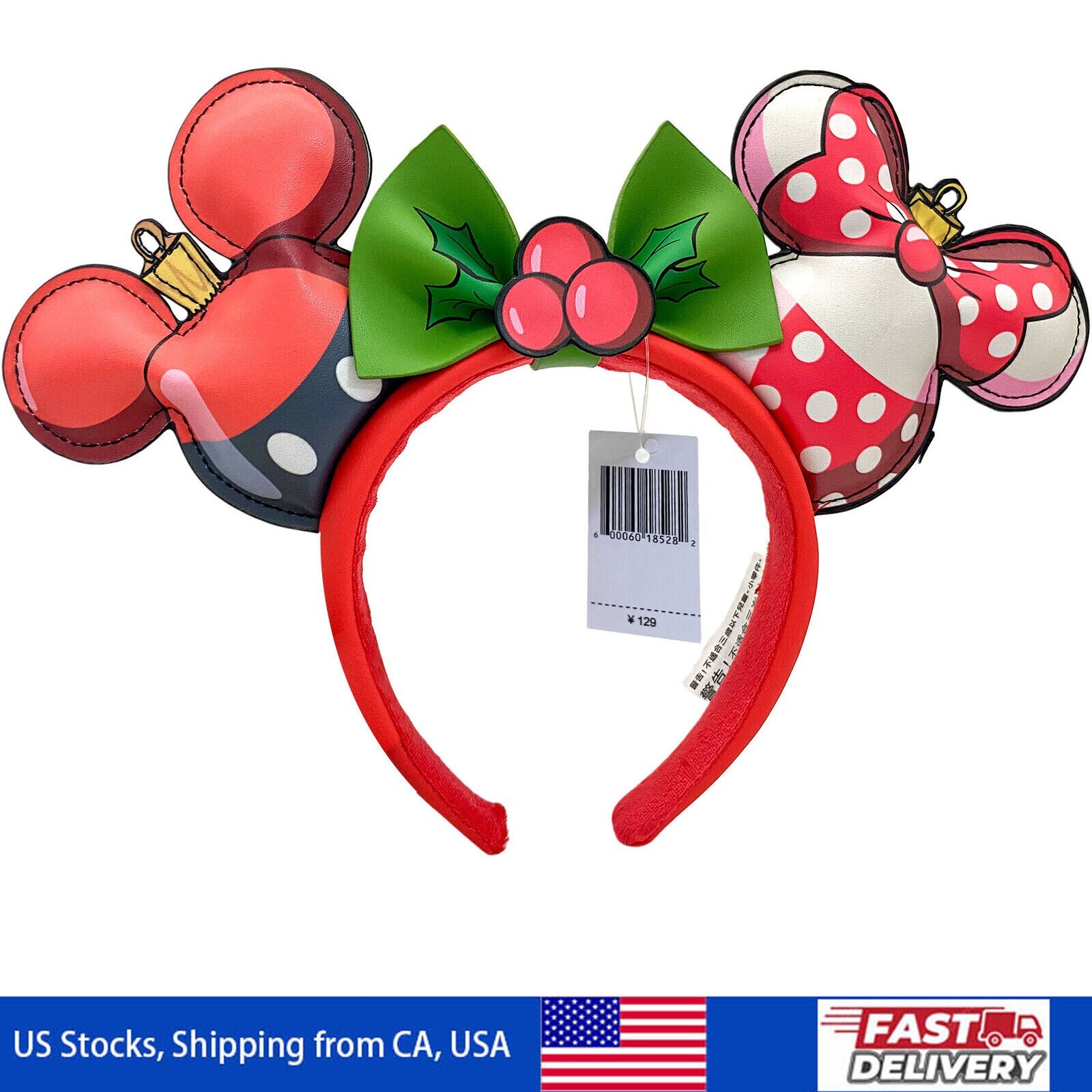 Loungefly Disney’s Mickey&Minnie Mouse Ornament Headband Christmas Holiday Ears