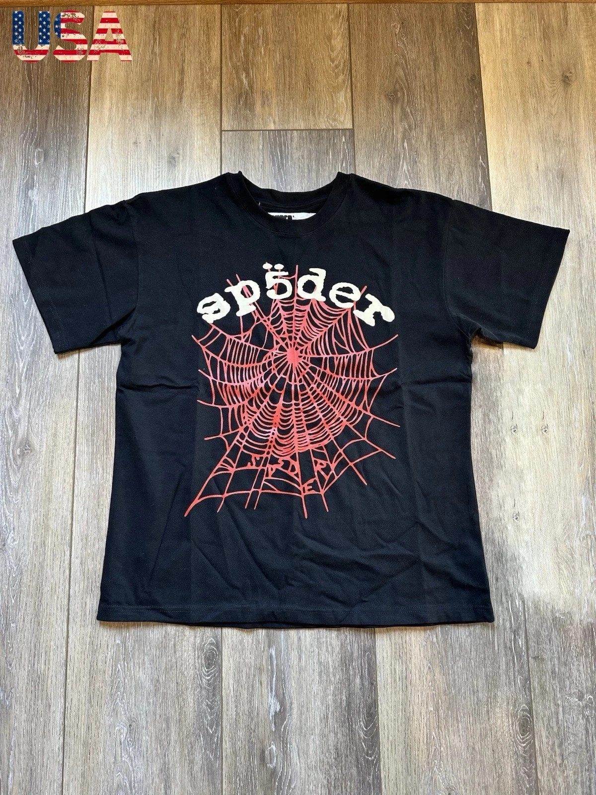 Sp5der worldwide t-shirt white blue spiderweb graphic streetwear tee hype y2k