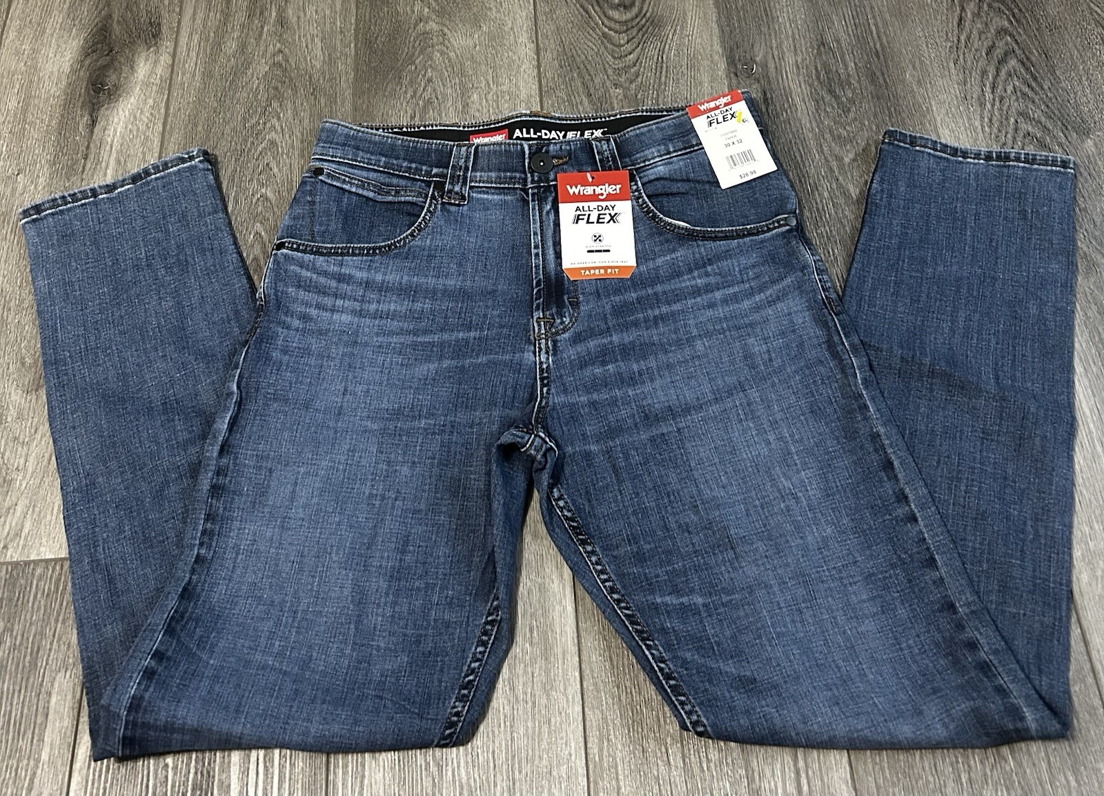 Wrangler Men’s Flex Taper Fit Denim Jeans with Performance Waistband 30×32