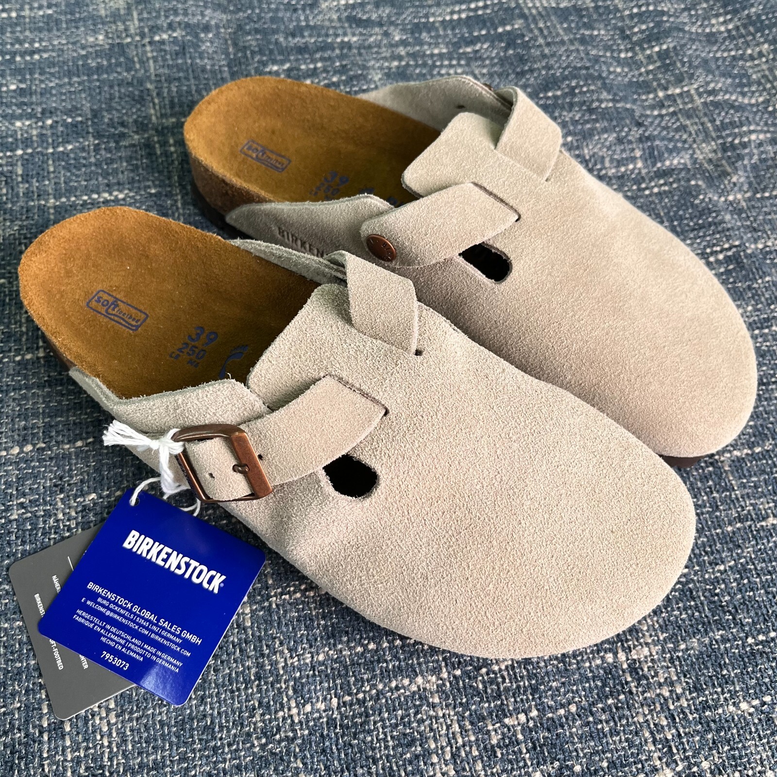 Birkenstock Boston Taupe Soft Footbed Suede Leather Women’s Shoes- Narrow