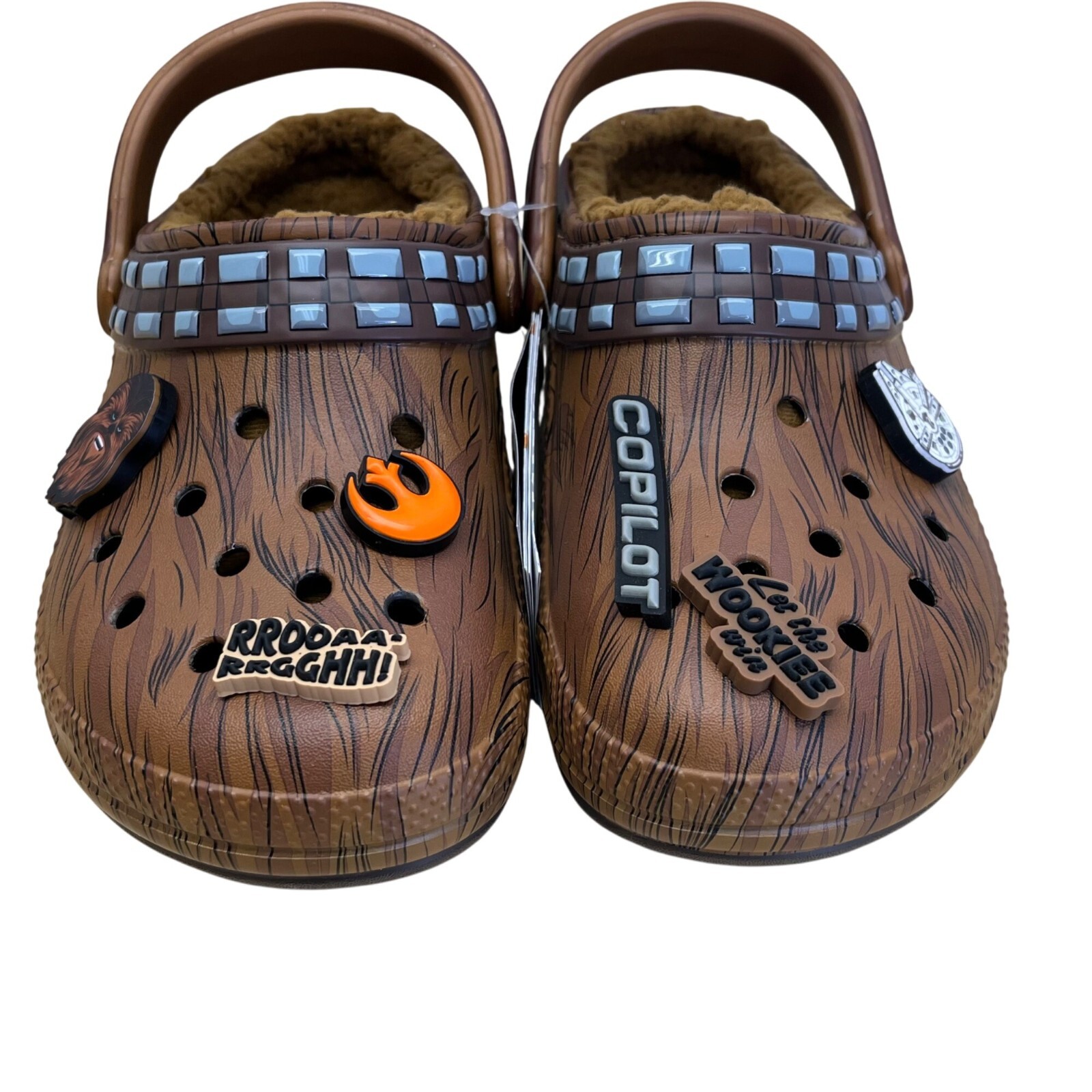 Crocs x Star Wars Brown Chewbacca Jibbitz Fuzzy Lined Clogs Size W6/M4 – New