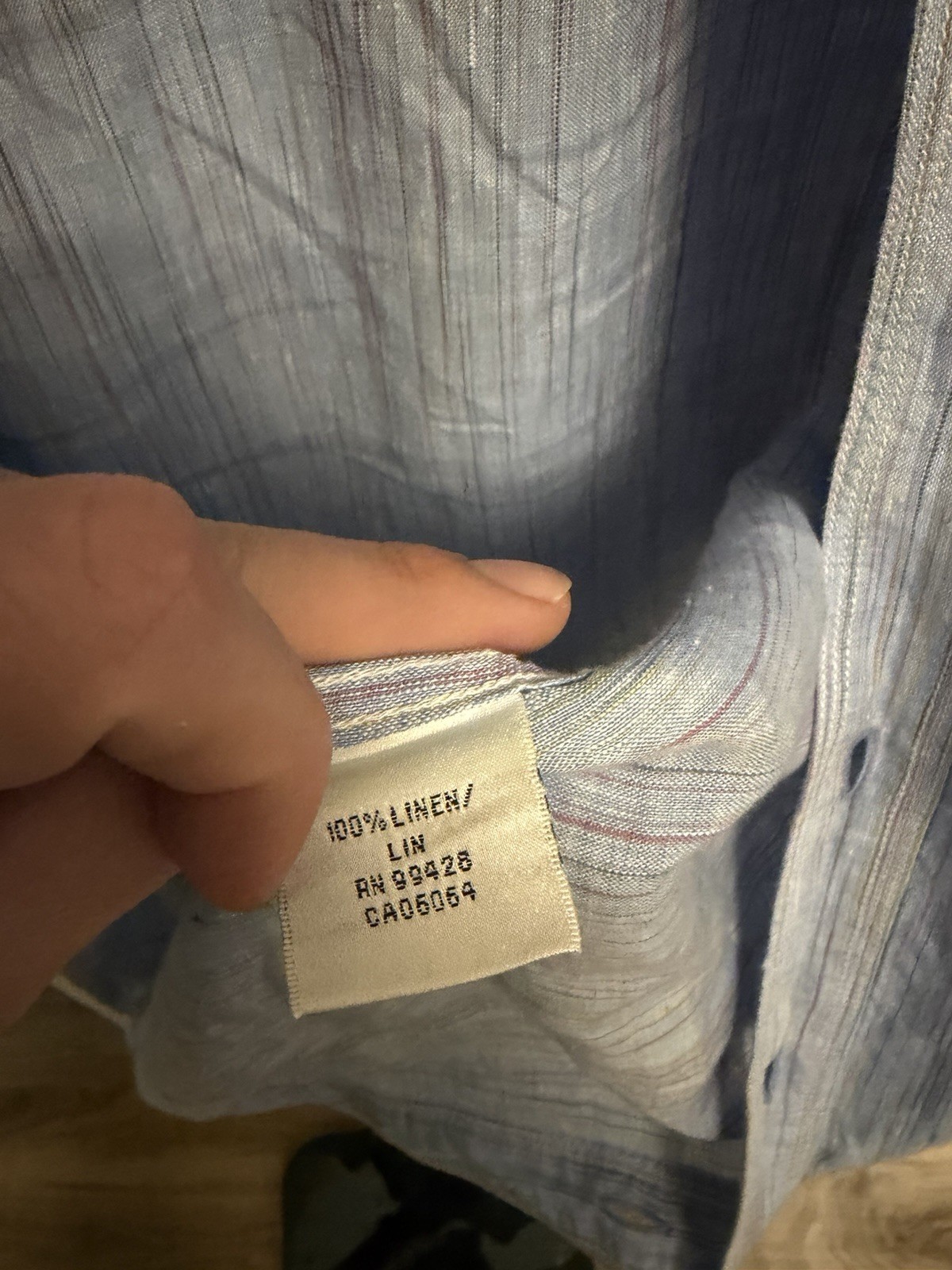 BUGATCHI 100% linen Print Short Sleeve Button Up Casual Blue Size m
