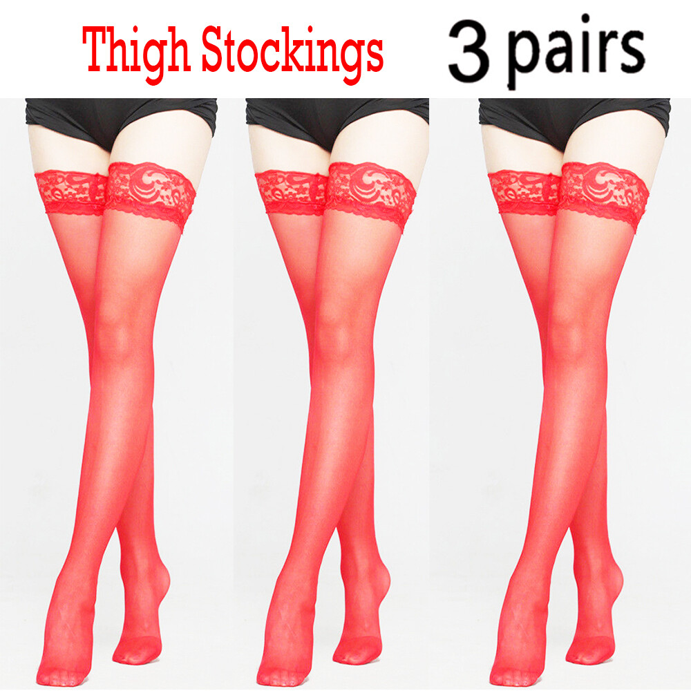 Woman’s 3 Pairs Lace Stockings Thigh High Socks Hot Fashion Sexy Hosiery