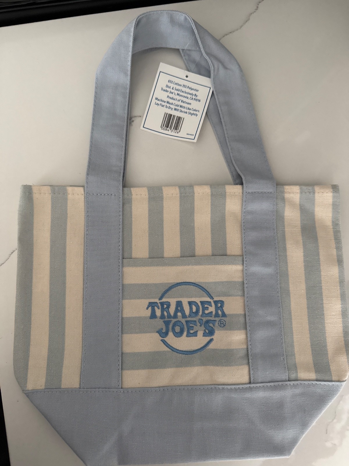 Trader Joe’s Striped Mini Tote (Blue)