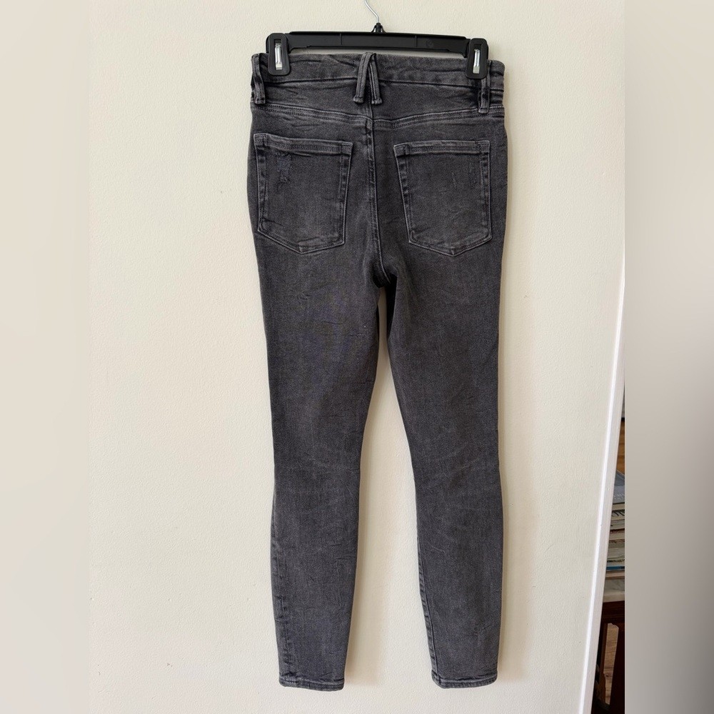 Good American Black Distressed Skinny Jeans | Size 27
