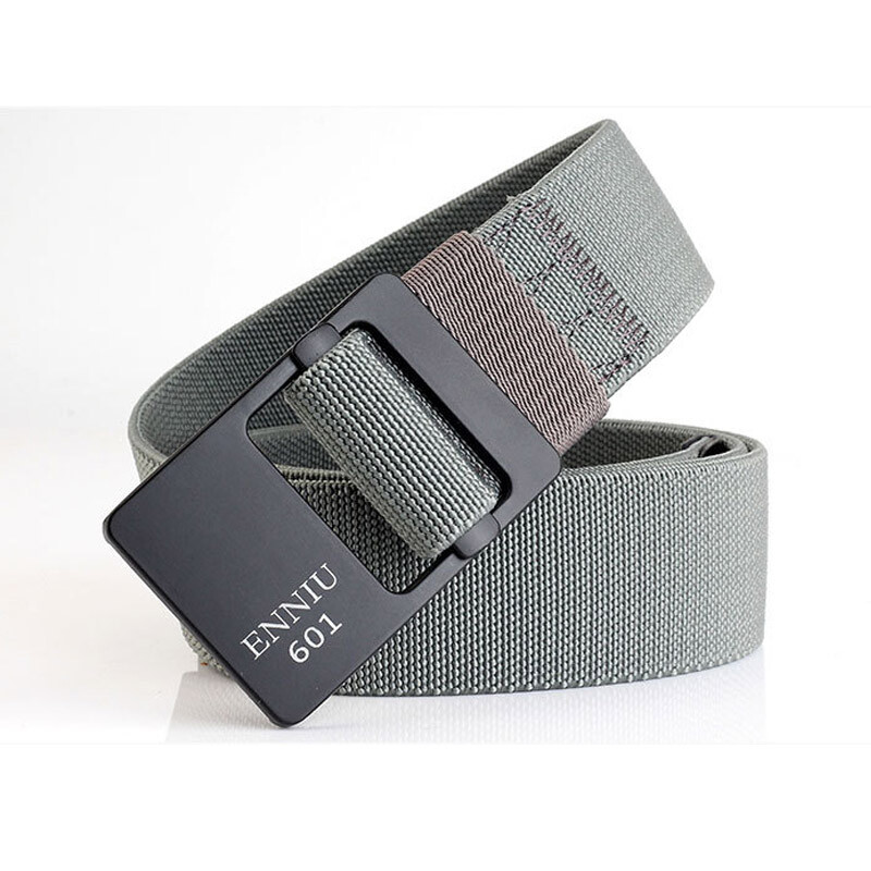 Men’s Elasticated Stretch Woven Belt Casual Outdoor Belt Alloy Buckle Belt