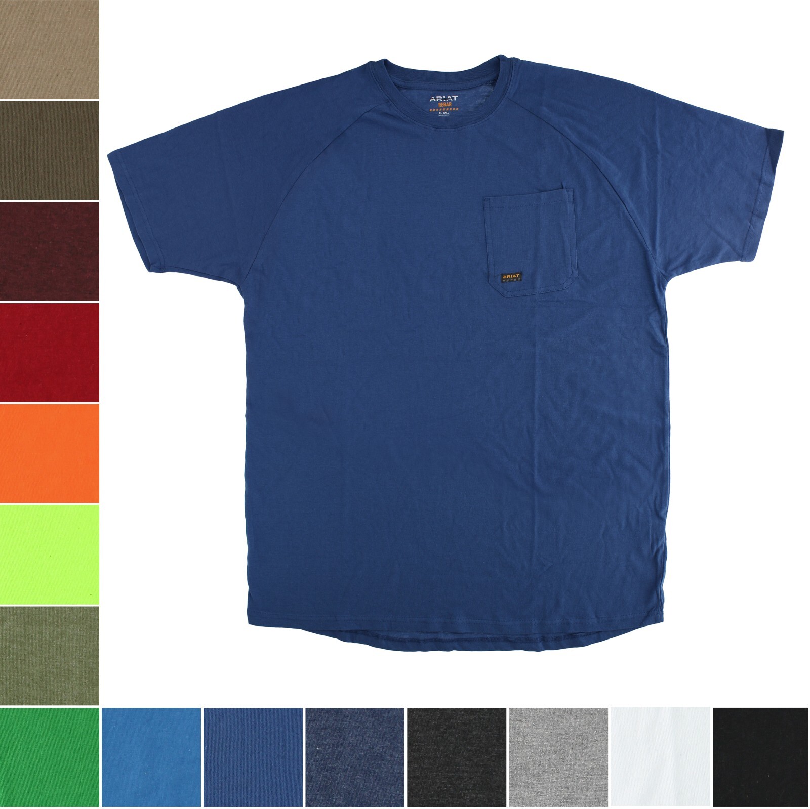 Ariat Rebar Men’s T-Shirt Cotton Strong, Big & Tall Raglan SS Basic Pocket Tee