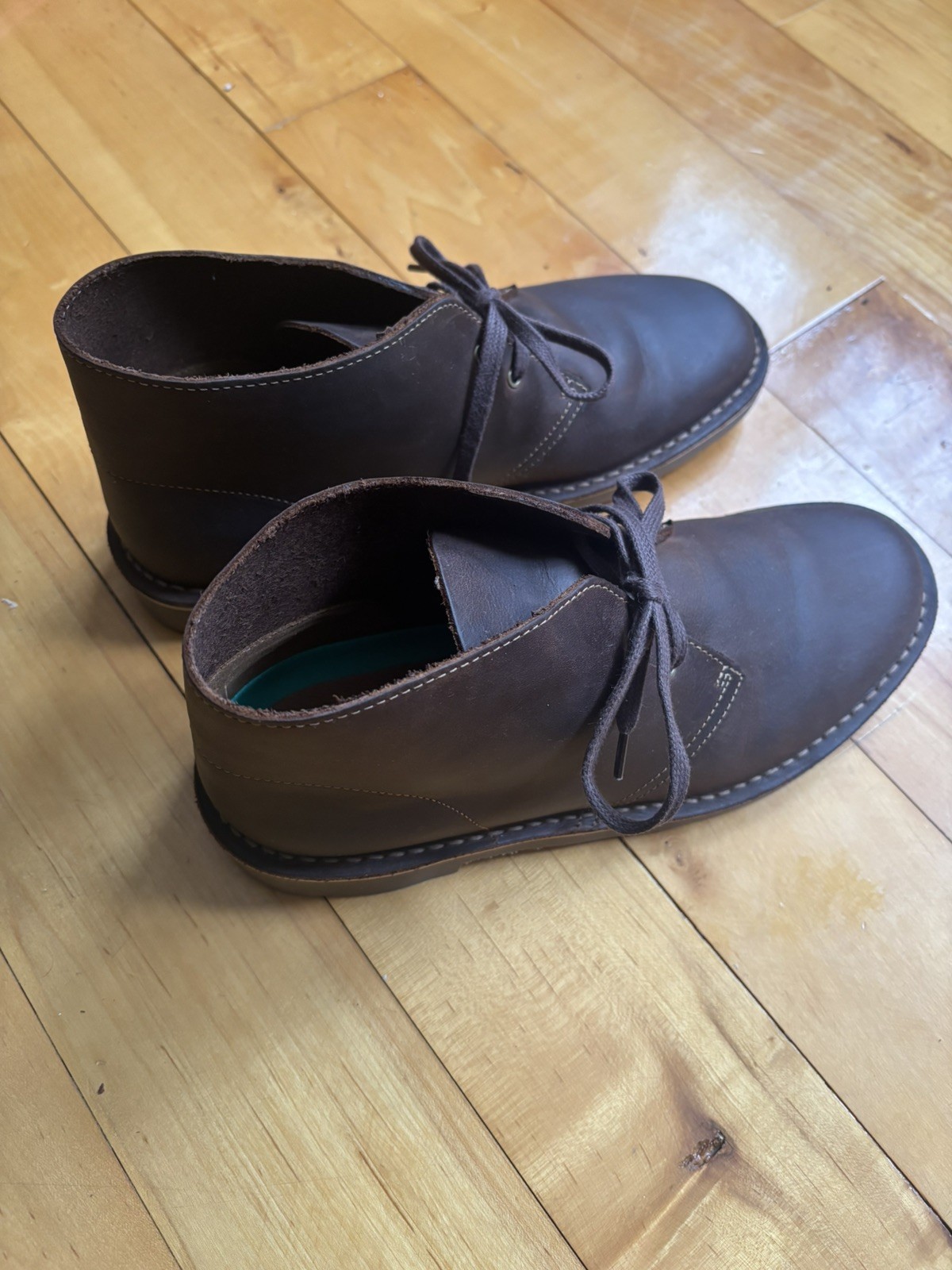 Clarks Shepton Beeswax Leather Chukka Boots Mens Size 10 Brown Crepe Sole Desert
